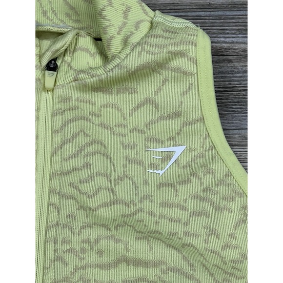 Gymshark Women's ADAPT ANIMAL SEAMLESS CROP TOP 1/2 ZIP Yellow Size S - Picture 2 of 8